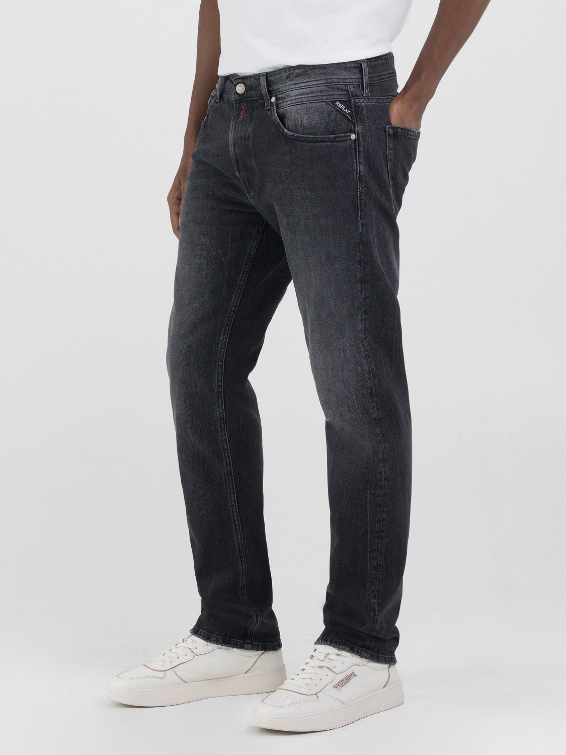 Grover straight-fit jeans Black delavè | Replay Jeans
