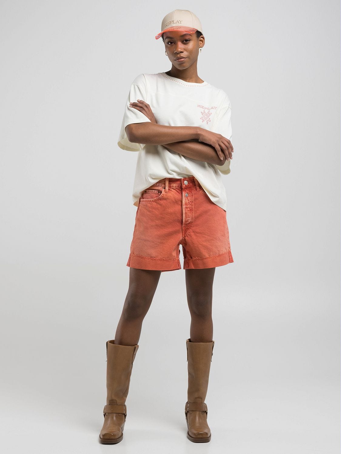 9zero1 straight-fit shorts Sunset orange | Replay Jeans