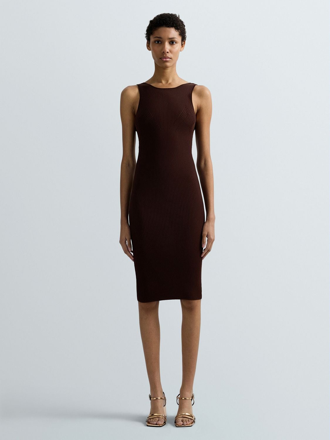 REPLAY RIB-KNIT FITTED DRESS DK4219.000.G24020 COFFEE 2