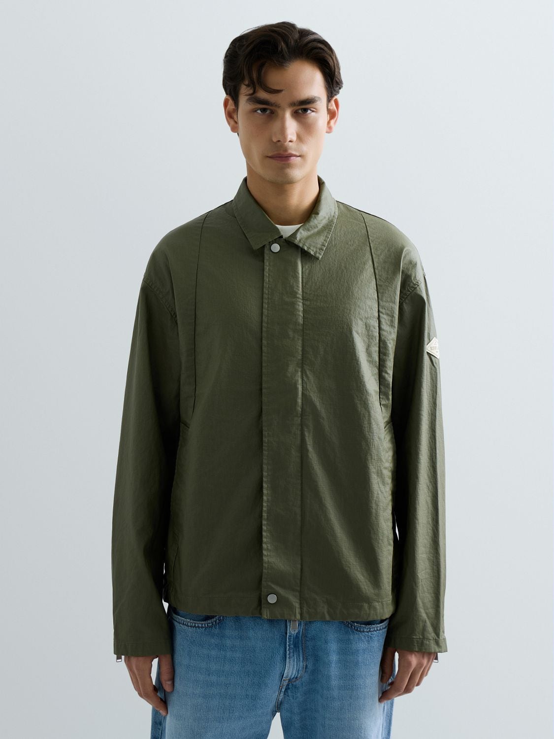 REPLAY LINEN AND COTTON FABRIC JACKET M8517 .000.85516 LIGHT MILITARY 2