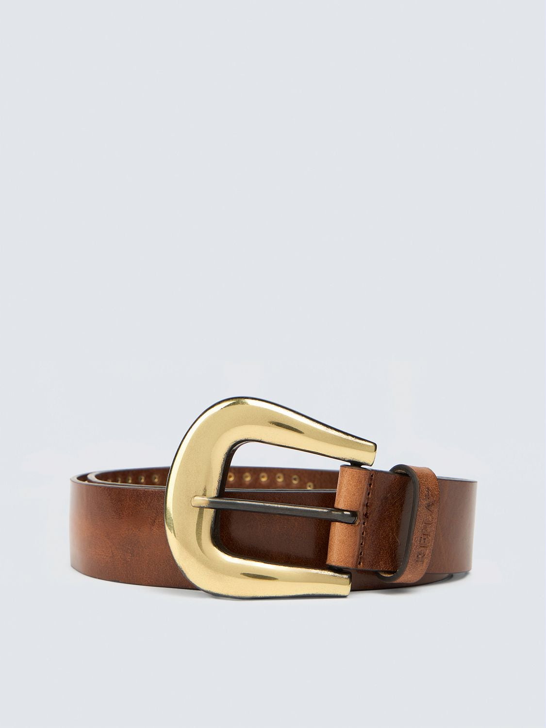 REPLAY STUDDED LEATHER BELT AW2639.000.A1204C PARTRIDGE 1