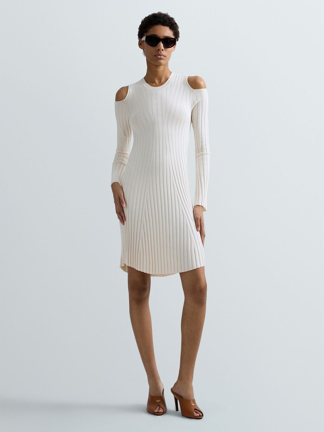 REPLAY FLAT RIB-KNIT DRESS DK4205.000.G23780 IVORY 1