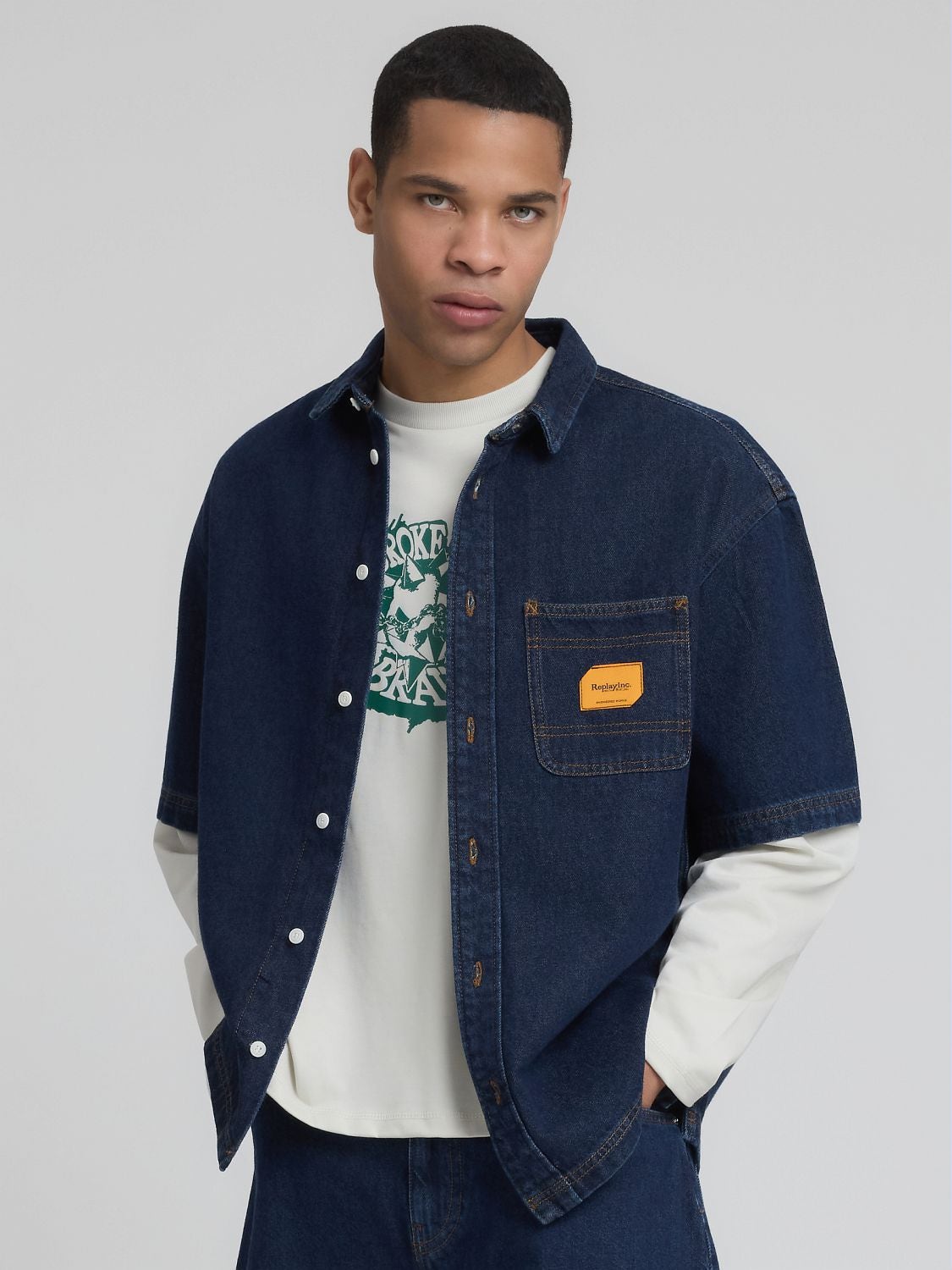 REPLAY KU4003.000.D944001-Shirt KU4003.000.D944001 DARK BLUE 2