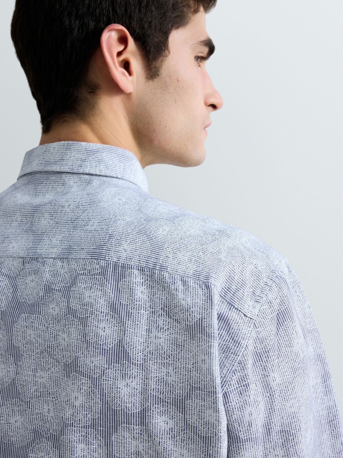 REPLAY CHEMISE EN LIN ET COTON AVEC IMPRIMÉ FLORAL M4148 .000.75090 WHITE/LIGHT BLUE 5