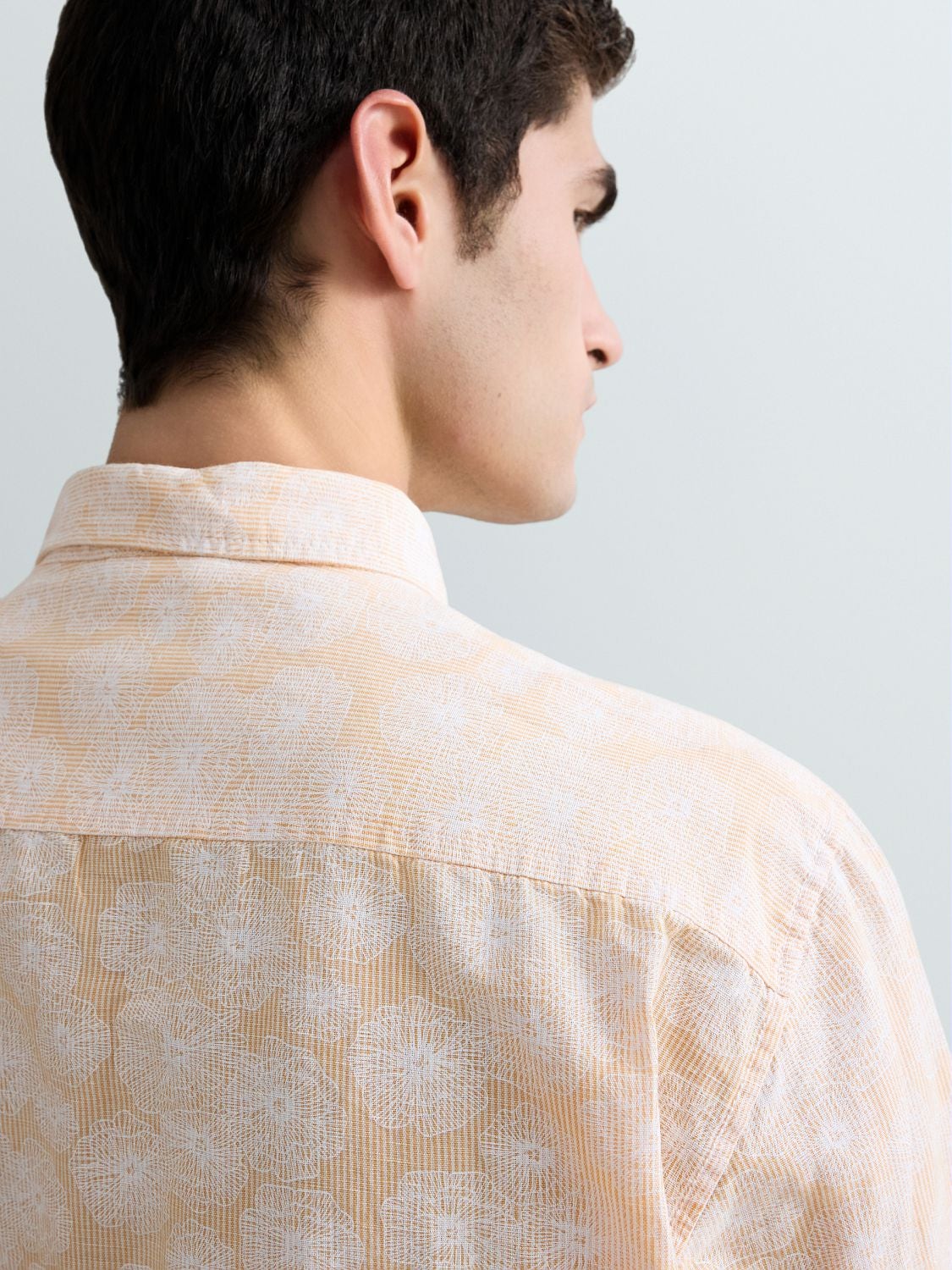 REPLAY CHEMISE EN LIN ET COTON AVEC IMPRIMÉ FLORAL M4148 .000.75090 WHITE/LIGHT ORANGE 5