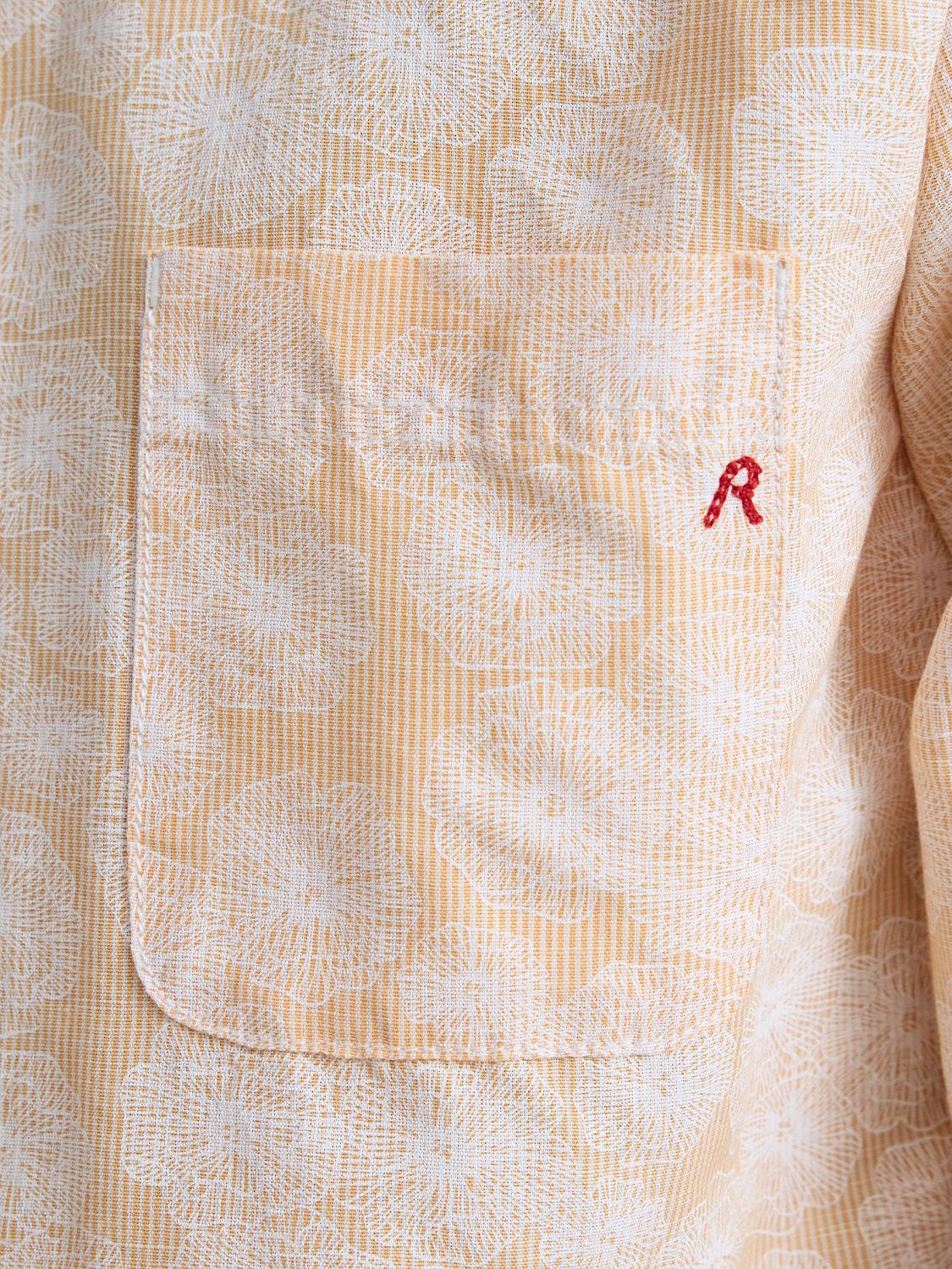 REPLAY CHEMISE EN LIN ET COTON AVEC IMPRIMÉ FLORAL M4148 .000.75090 WHITE/LIGHT ORANGE 6