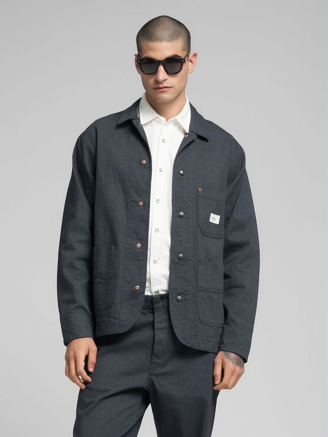 REPLAY DENIM OVERSHIRT MV872 .000.968 07A DARK GREY 2