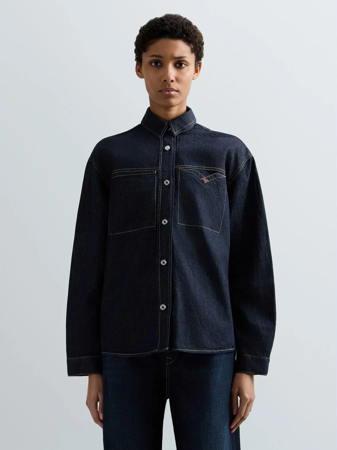 REPLAY OVERSIZED DARK DENIM SHIRT W2439 .000.270 07 DARK BLUE 2