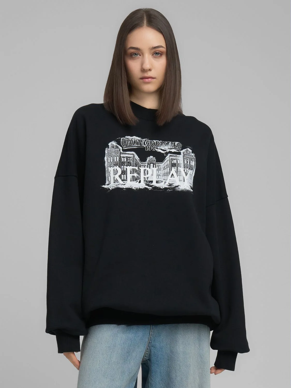 SWEAT-SHIRT LONG OVERSIZE AVEC IMPRIMÉ HERITAGE