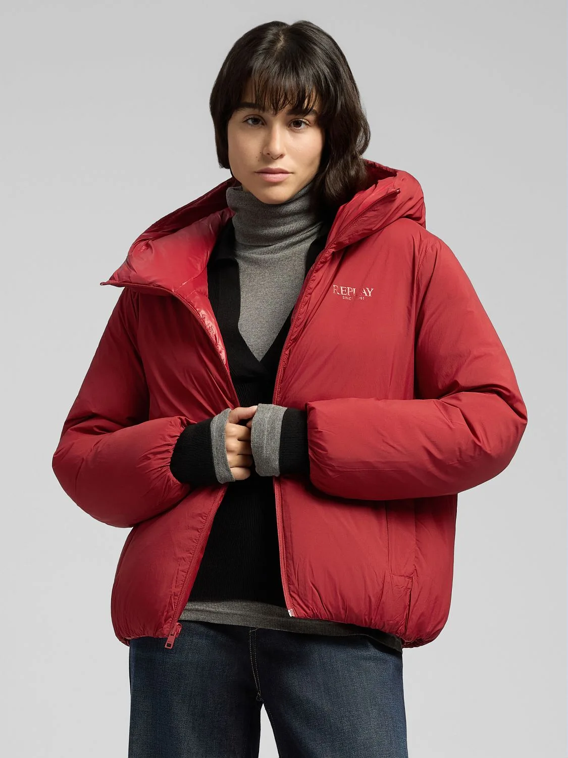 REPLAY REVERSIBLE PADDED JACKET W7909 .000.85272 WINE RED 2