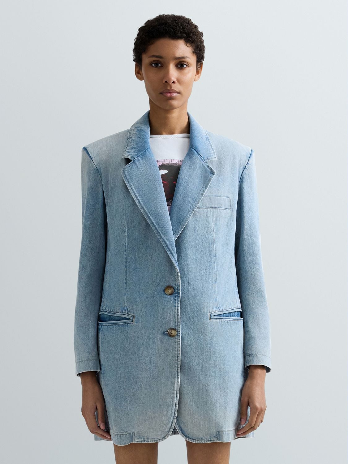 REPLAY LONG RELAXED-FIT DENIM JACKET W7961 .000.250 175 LIGHT BLUE 2