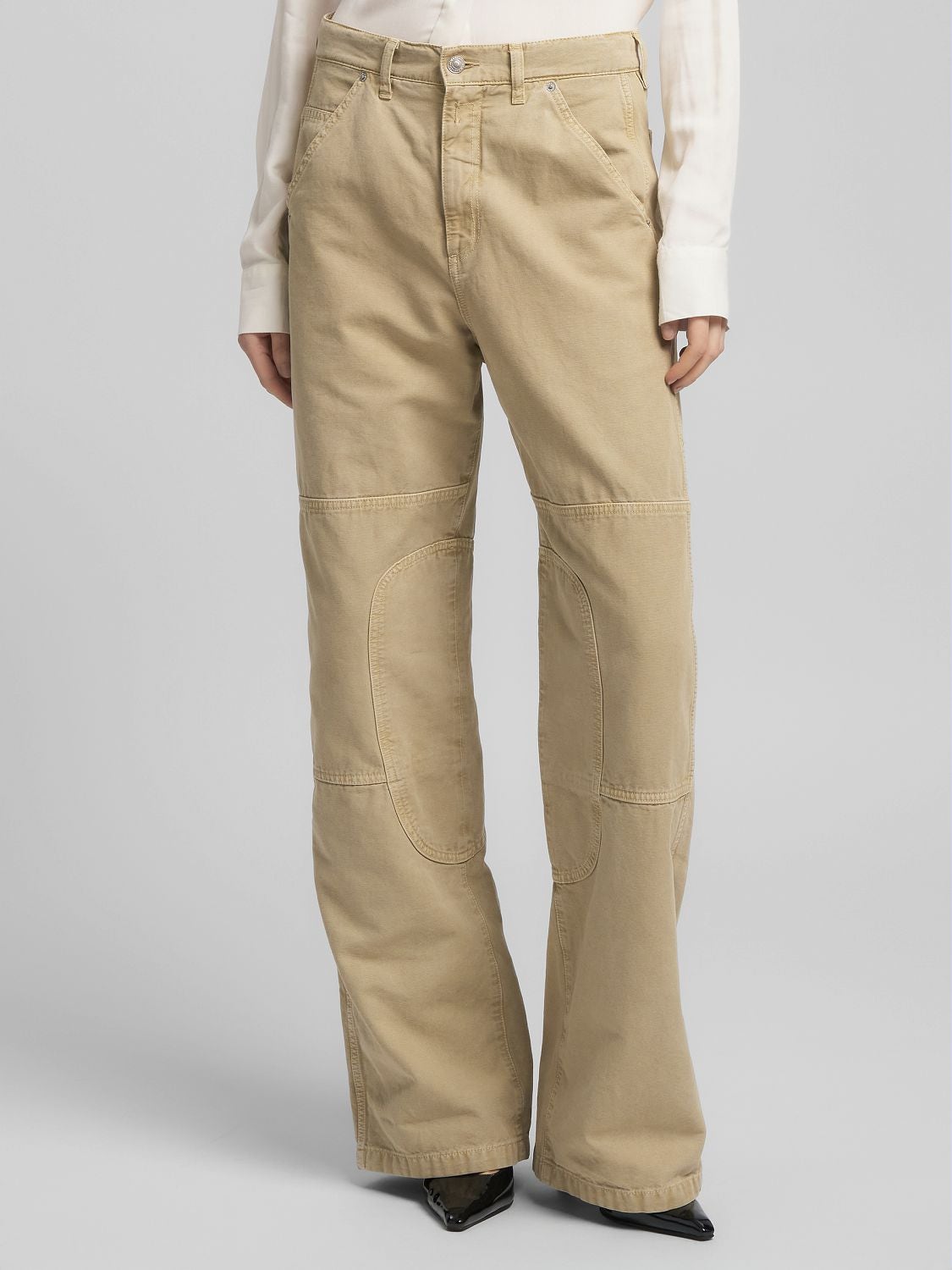 REPLAY COTTON CANVAS RELAXED-FIT TROUSERS W8249 .000.85424 STONE IVORY 2