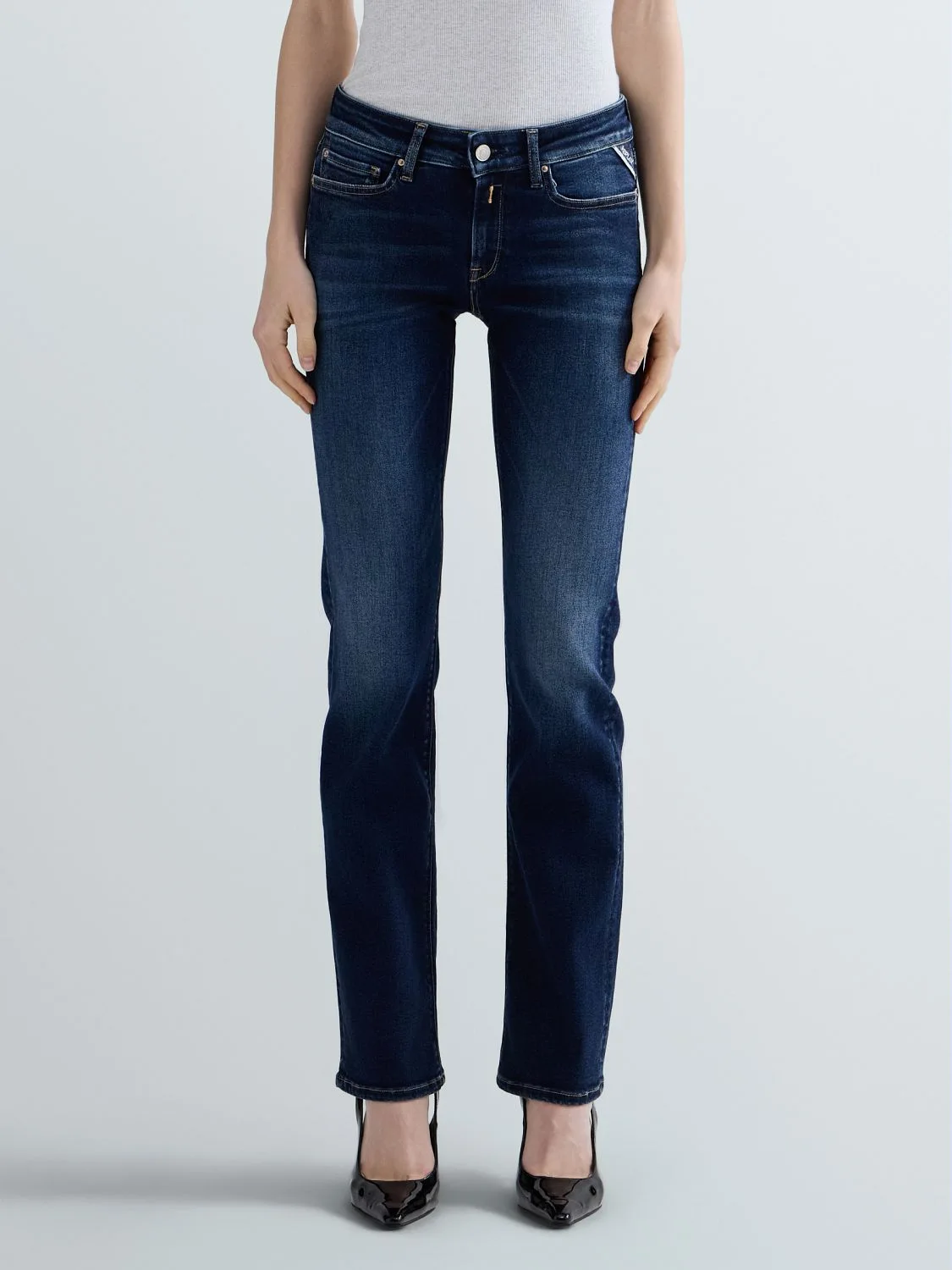 REPLAY NEW LUZ FLARED-FIT BOOTCUT JEANS WLH689.000.805 121 DARK BLUE 2
