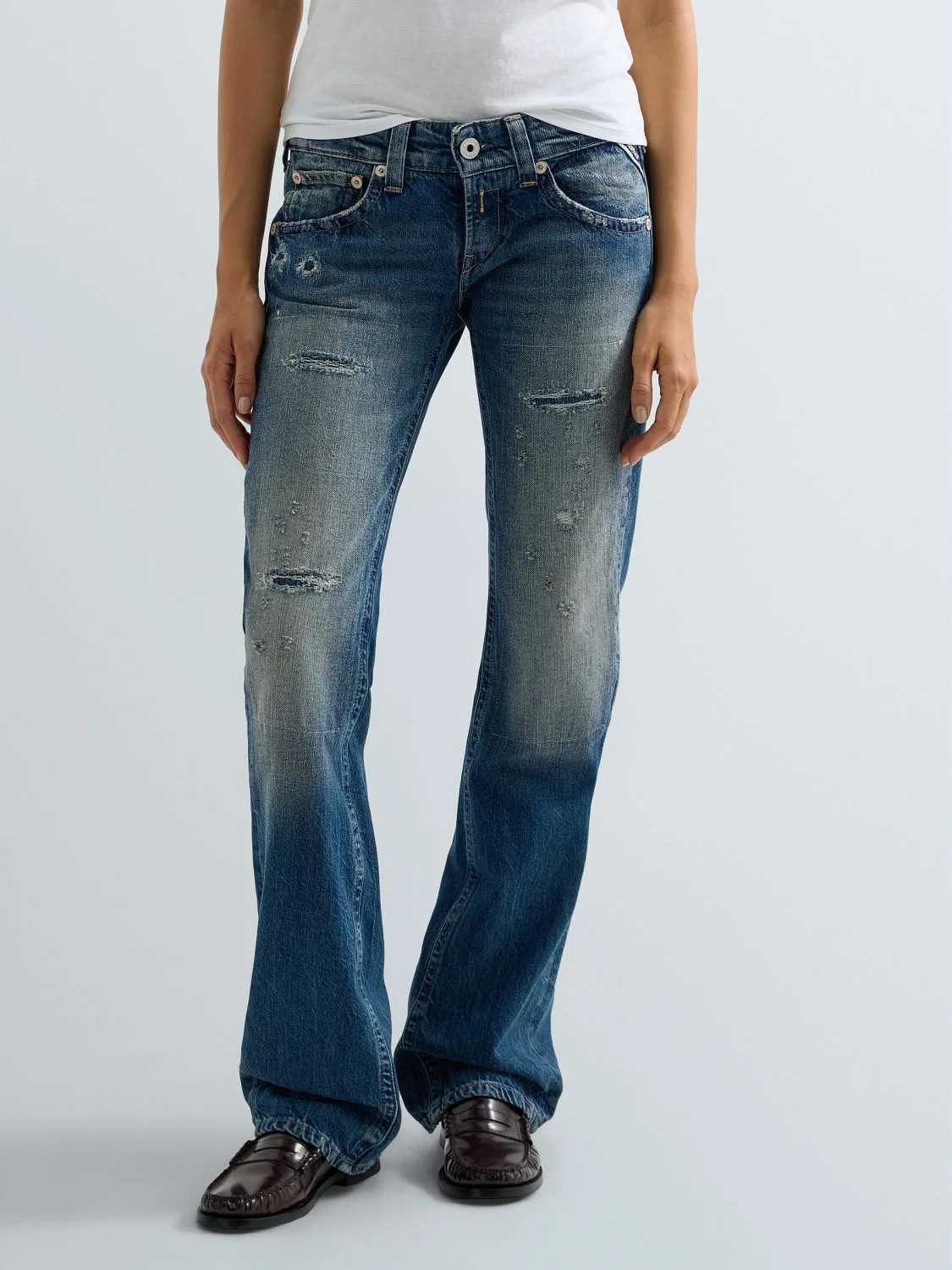 REPLAY DENIM BOOTCUT FLARE-FIT JEANS W000E .0PC.800 263 MEDIUM BLUE 2
