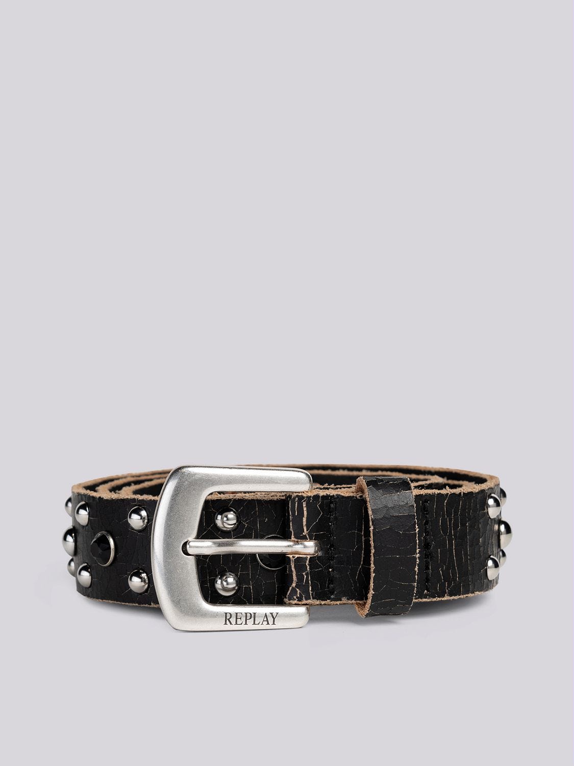 Belt with engraved belt loop Black | Replay Jeans Belt with engraved belt loop Black | Replay Jeans
