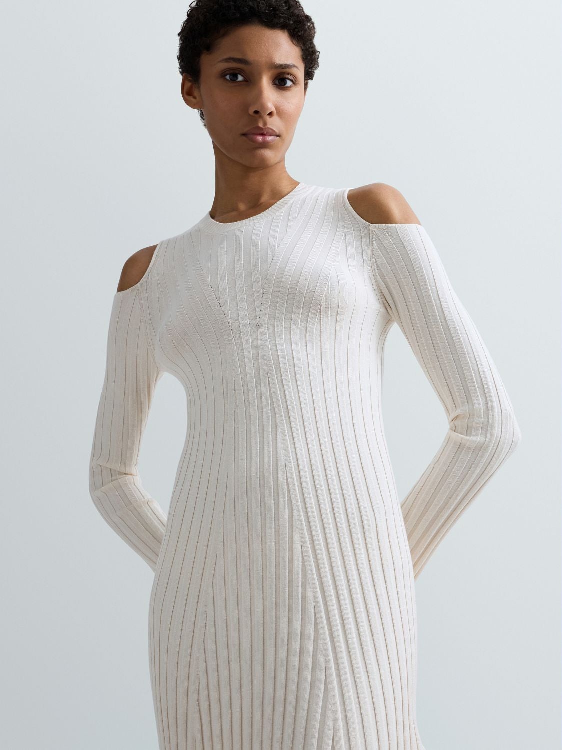 REPLAY FLAT RIB-KNIT DRESS DK4205.000.G23780 IVORY 5