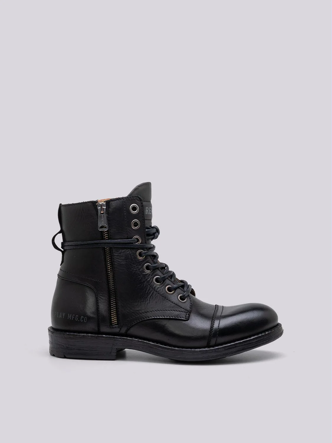 REPLAY PHIM lace up leather ankle boots GMC41 .000.C0017L BLACK 1