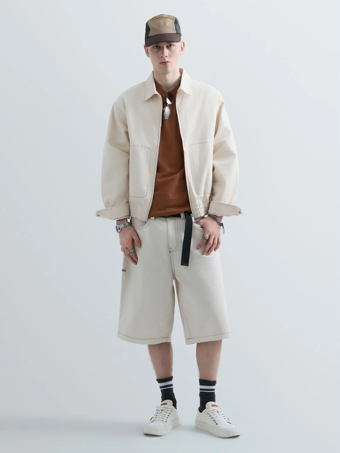 REPLAY REPLAY INC. UNISEX BAGGY-FIT MALCOM SHORTS KU1006.000.D855669 RICE 1