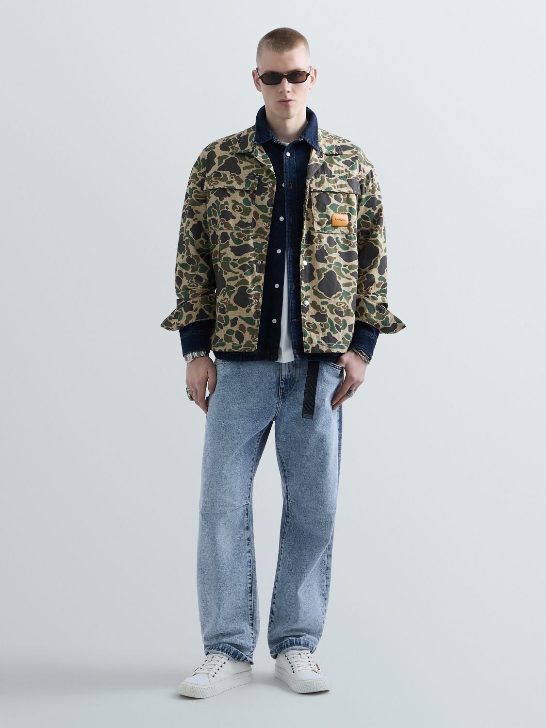 REPLAY REPLAY INC. UNISEX CAMO WELDER OVERSHIRT KU4007.000.D75089 CAMO KHAKI/BROWN GREEN 1