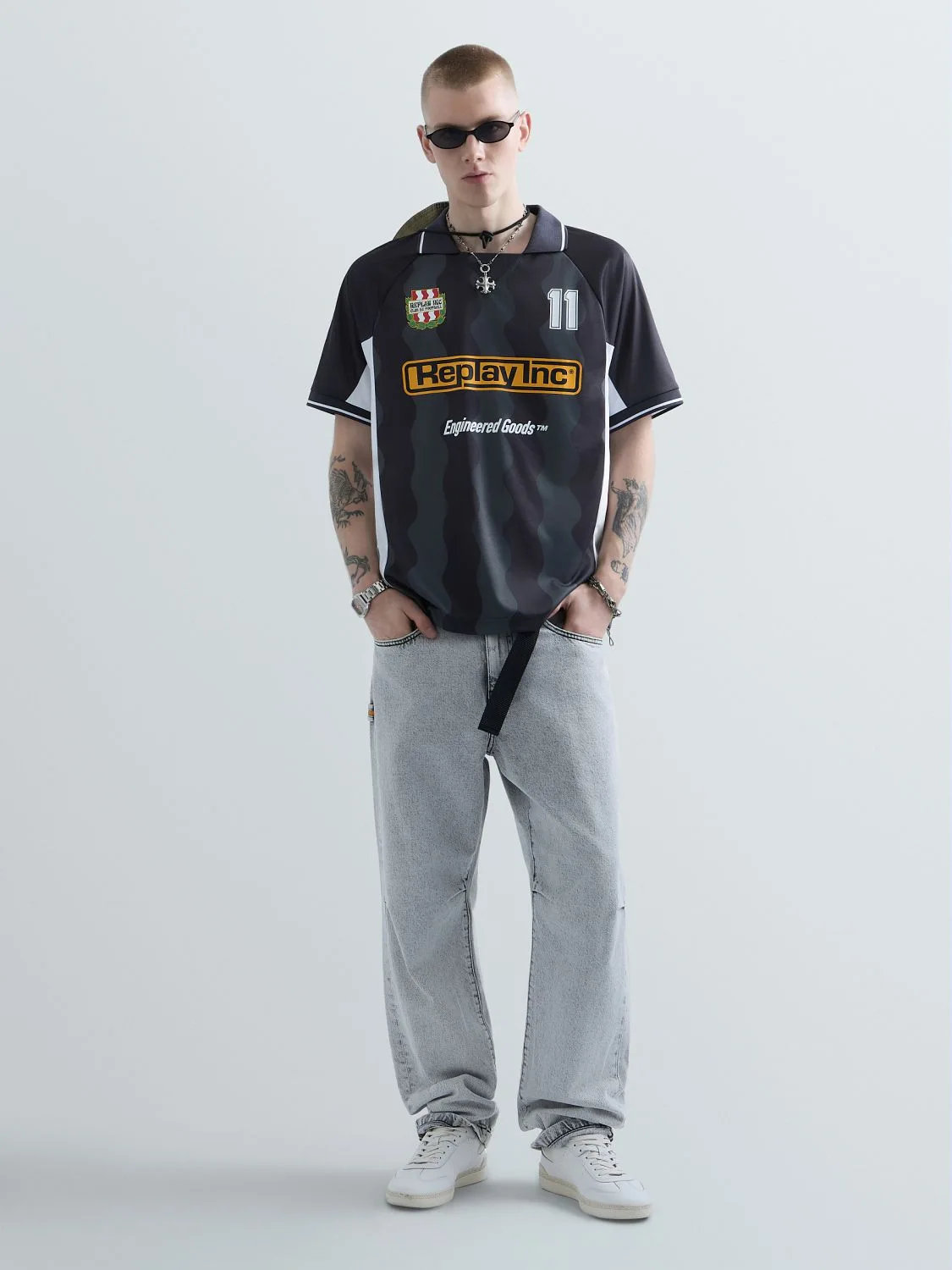 REPLAY KU6052.000.D75091-Polo KU6052.000.D75091 BACK/GREY/WHITE 1
