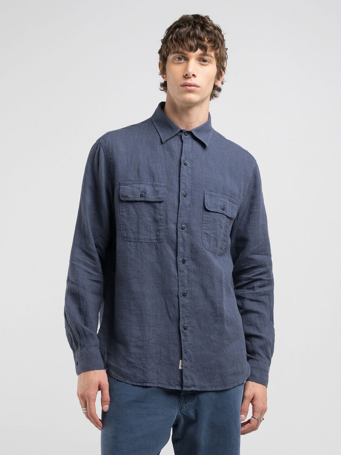 シャツ REPLAY Men Shirts M4138A52767010 Blue Replay M4138A Man Blue Shirts - Zuklat