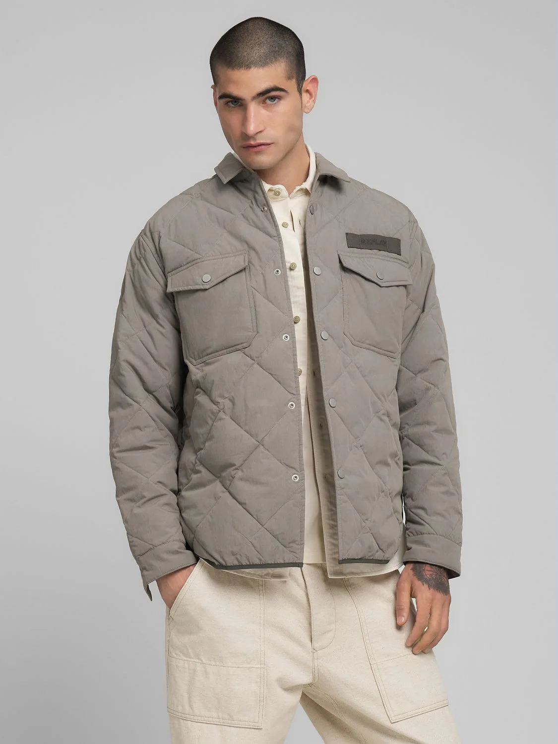 REPLAY REGULAR-FIT CRINKLED JACKET M8491 .000.85342 SILVER 2