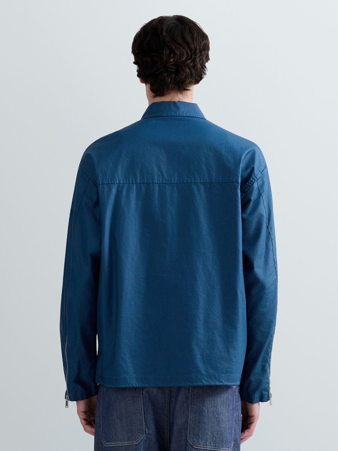 REPLAY LINEN AND COTTON FABRIC JACKET M8517 .000.85516 PETROL BLUE 3