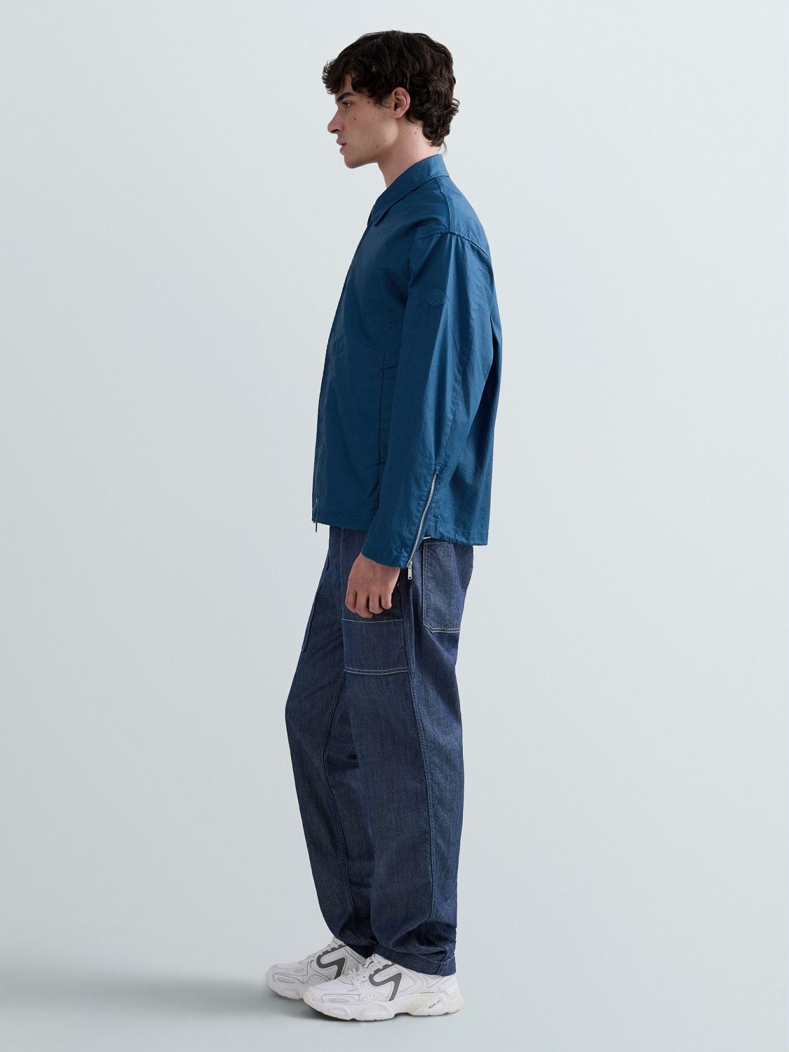 REPLAY LINEN AND COTTON FABRIC JACKET M8517 .000.85516 PETROL BLUE 4