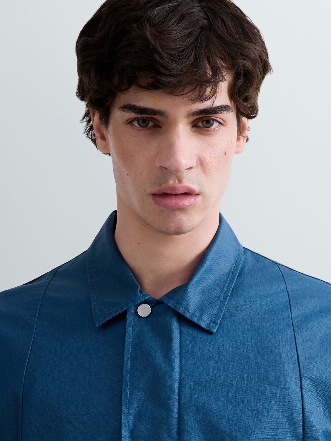 REPLAY LINEN AND COTTON FABRIC JACKET M8517 .000.85516 PETROL BLUE 5