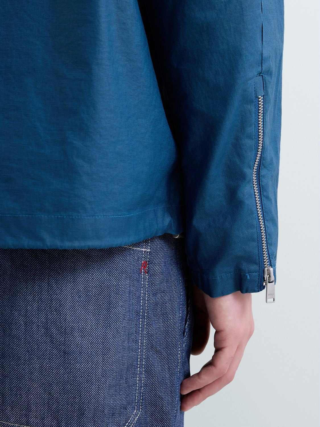 REPLAY LINEN AND COTTON FABRIC JACKET M8517 .000.85516 PETROL BLUE 6