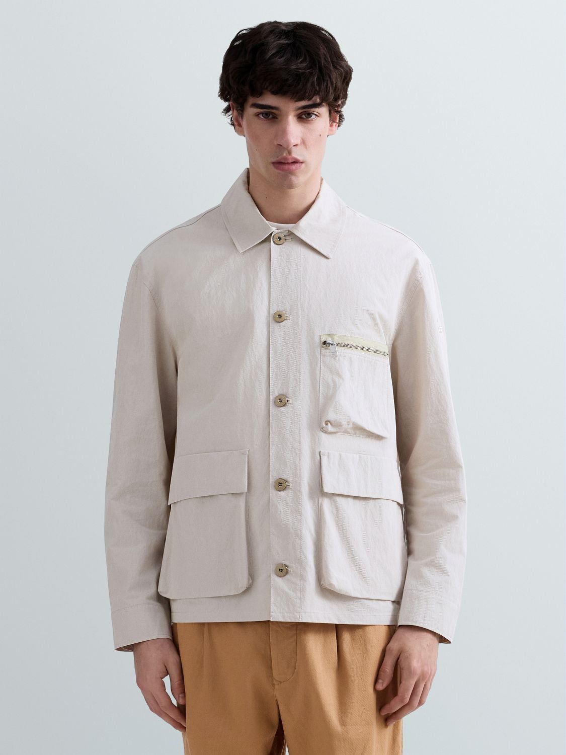 REPLAY REGULAR-FIT JACKET WITH POCKETS M8521 .000.85520 BONE 2