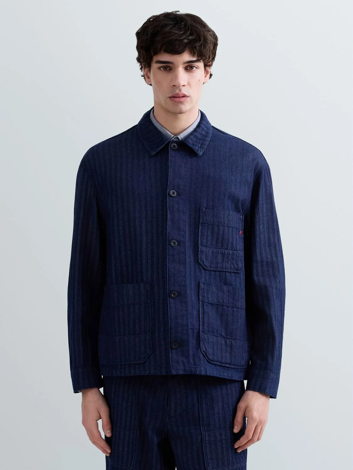 REPLAY HERRINGBONE DENIM OVERSHIRT M8524 .000.266 07A DARK BLUE 2