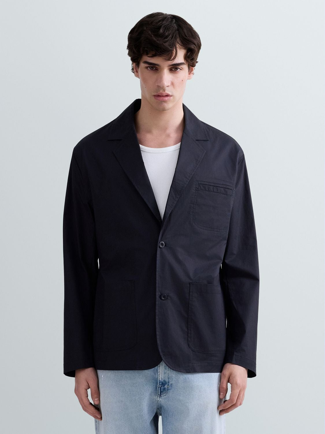 REPLAY REGULAR-FIT TWILL JACKET WITH LAPELS M8527 .000.85122 DARK NAVY 2