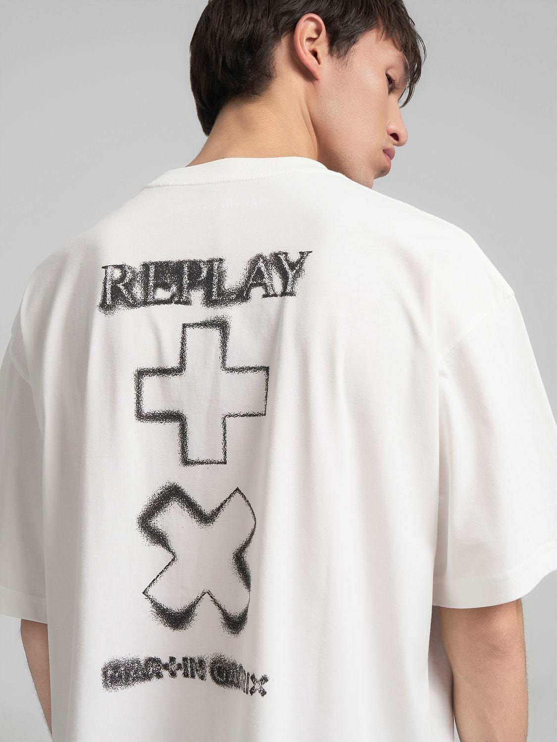 Crew-neck t-shirt with replay x martin garrix logos Off
