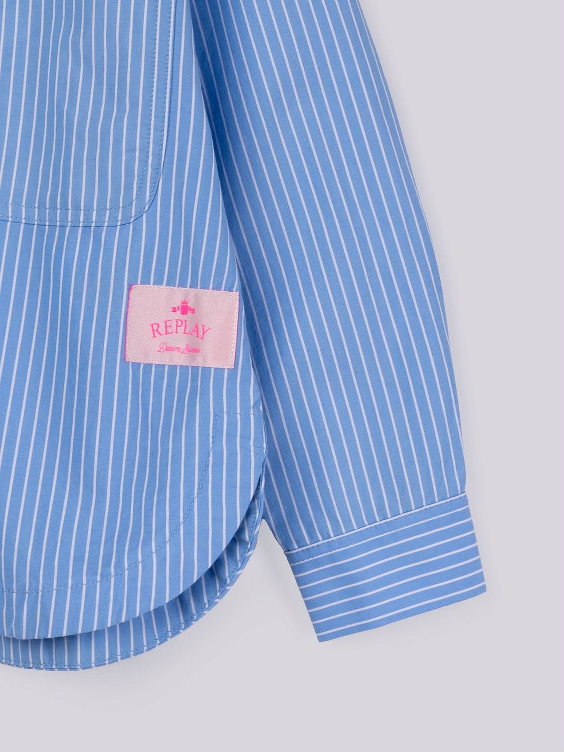 シャツ IONSEOUL Lizette Striped Denim Shirt Striped cotton shirt Azure poplin stripes white | Replay Jeans