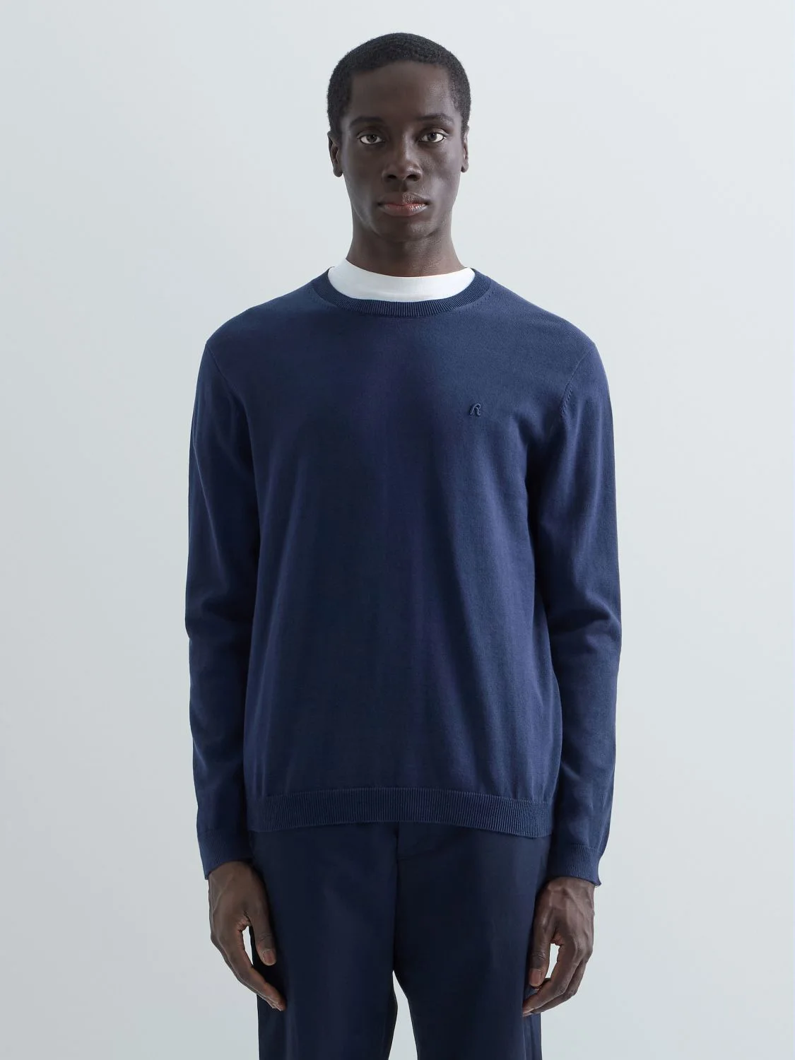REPLAY COTTON PULLOVER WITH R EMBROIDERY UK4851.000.G22578 DEEP BLUE 2