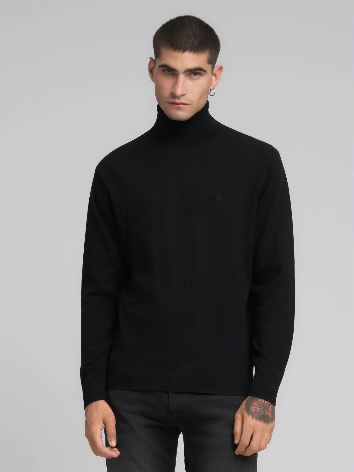REPLAY COTTON AND CASHMERE TURTLENECK PULLOVER UK4861.000.G23138 BLACK 2