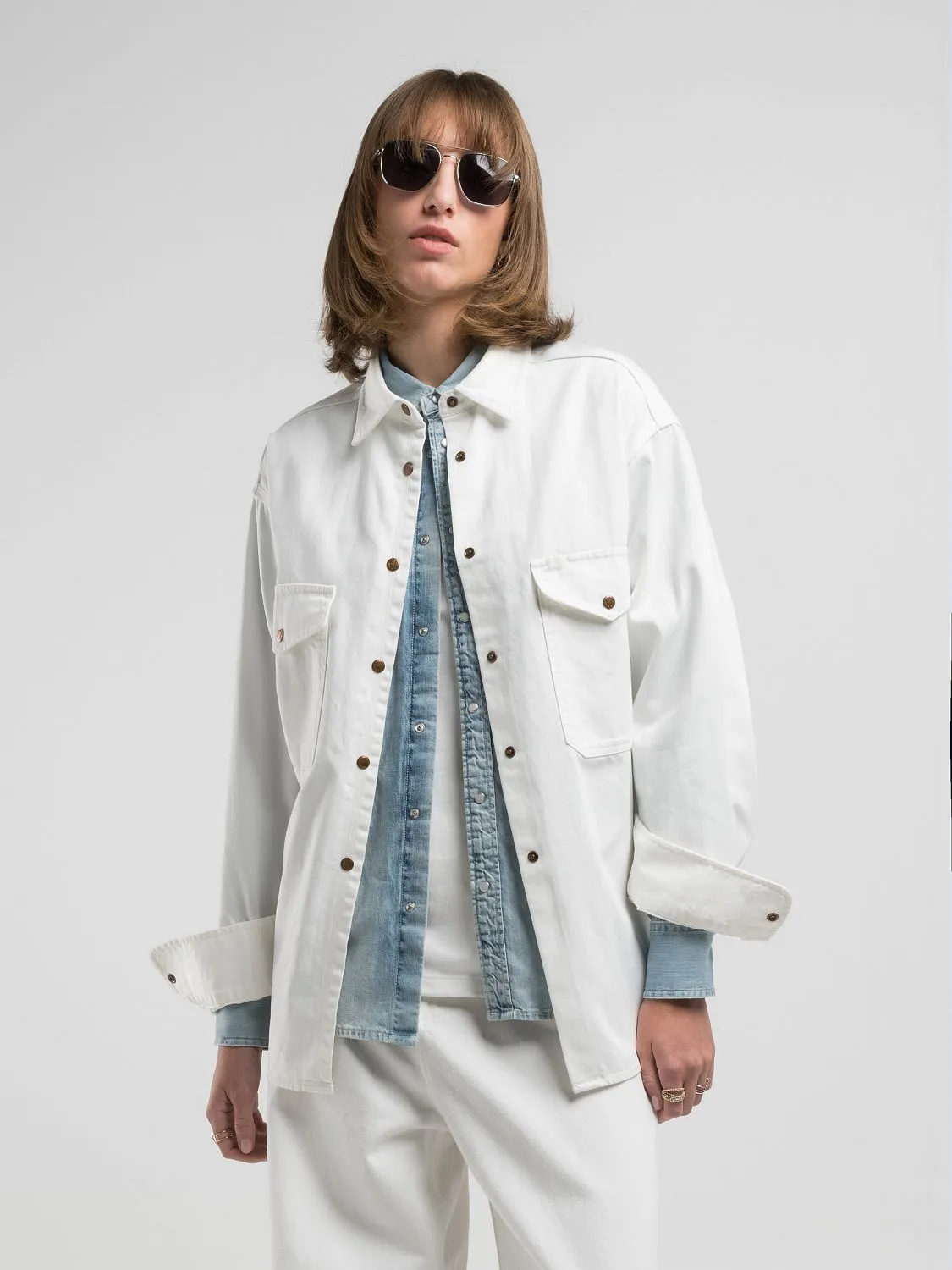 絶対一番安い denim white 9zero1 shirt Jeans Replay | white Natural トップス