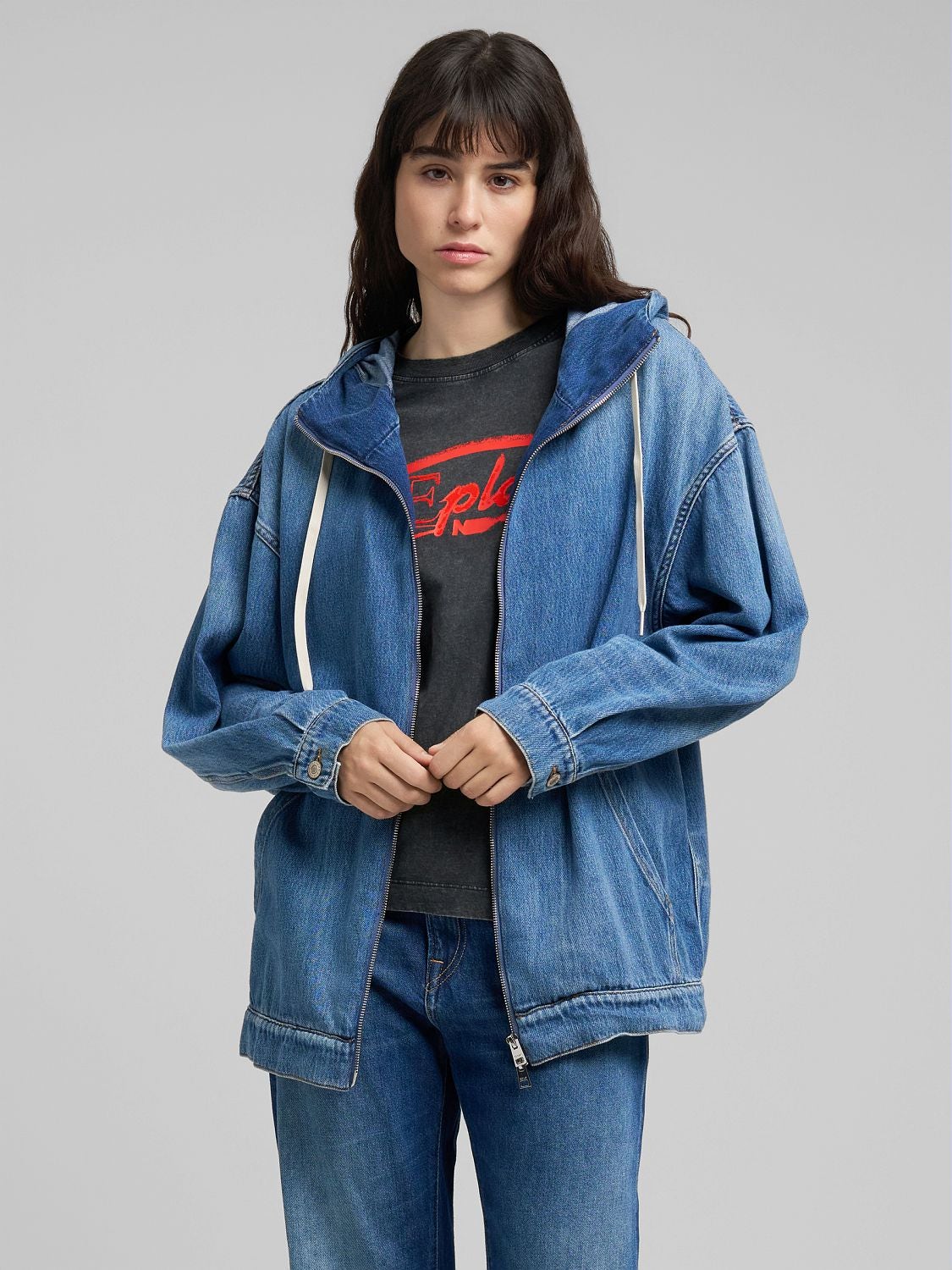 REPLAY DENIM HOODED JACKET W7959 .000.940 947 MEDIUM BLUE 2