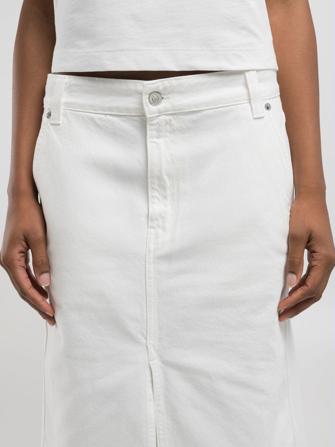 White denim midi skirt Natural white | Replay Jeans