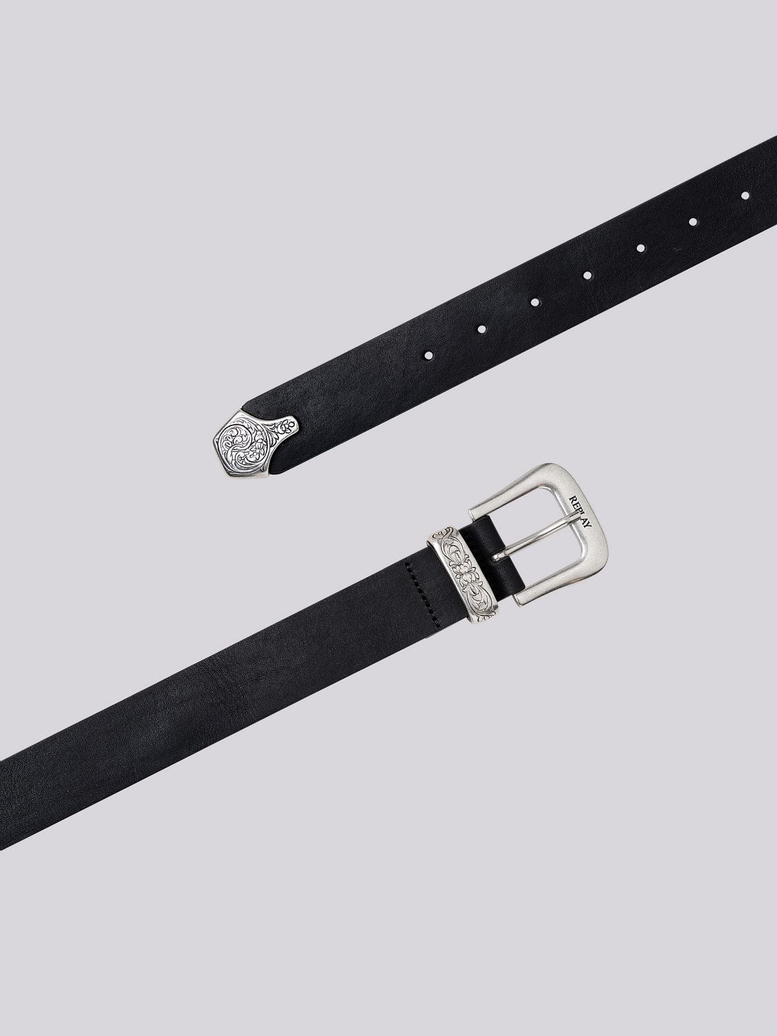 Belt with engraved belt loop Black | Replay Jeans