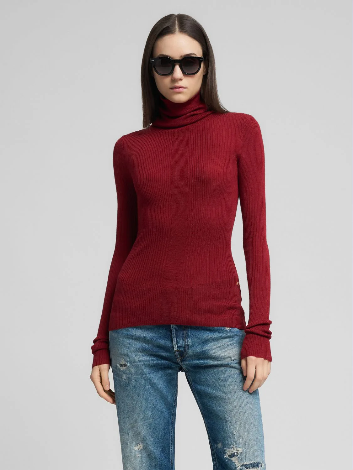 REPLAY WOOL POLO-NECK PULLOVER DK3911.000.G23906 WINE RED 2