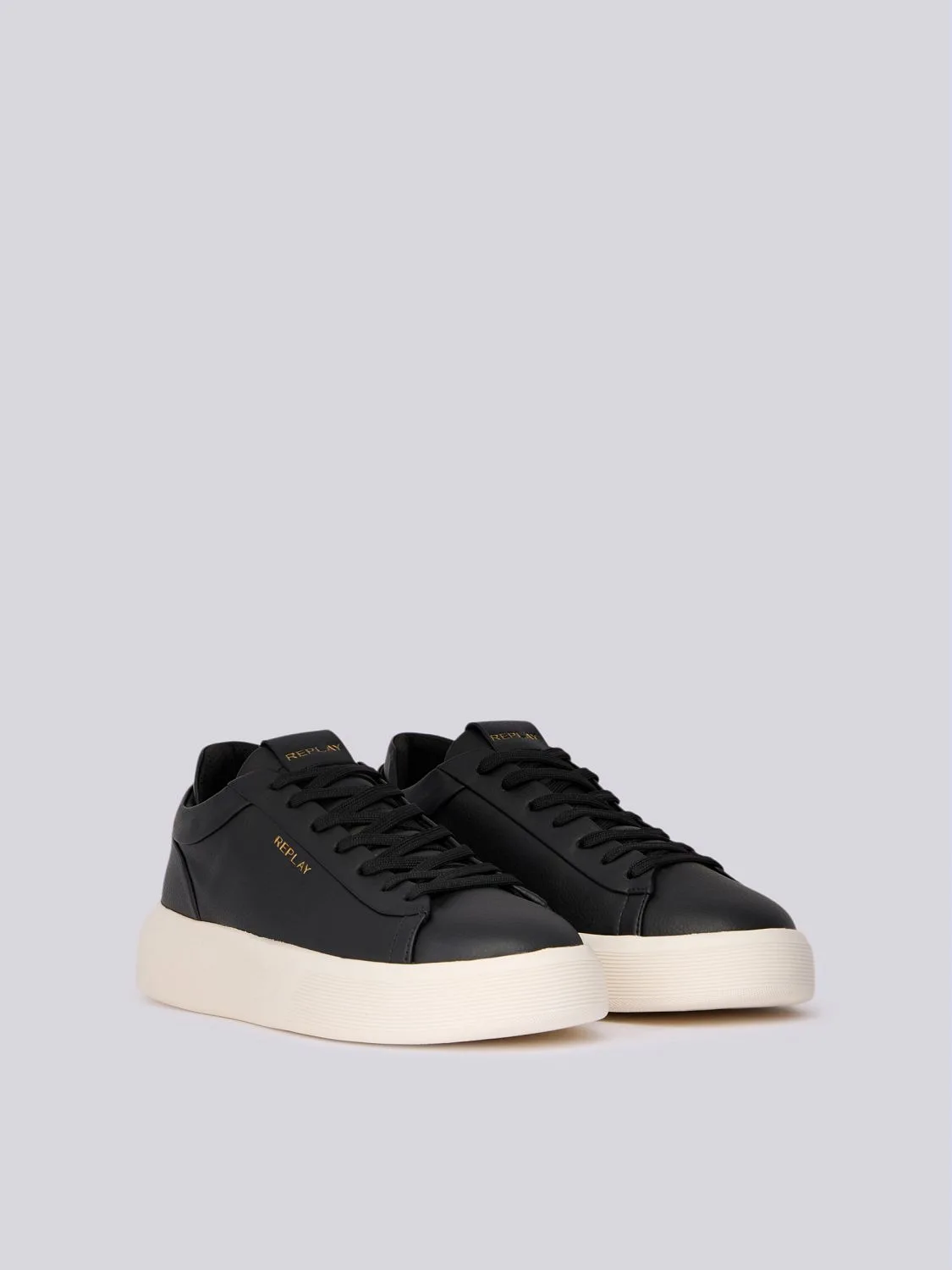 Notting double leather sneakers Black | Replay Jeans