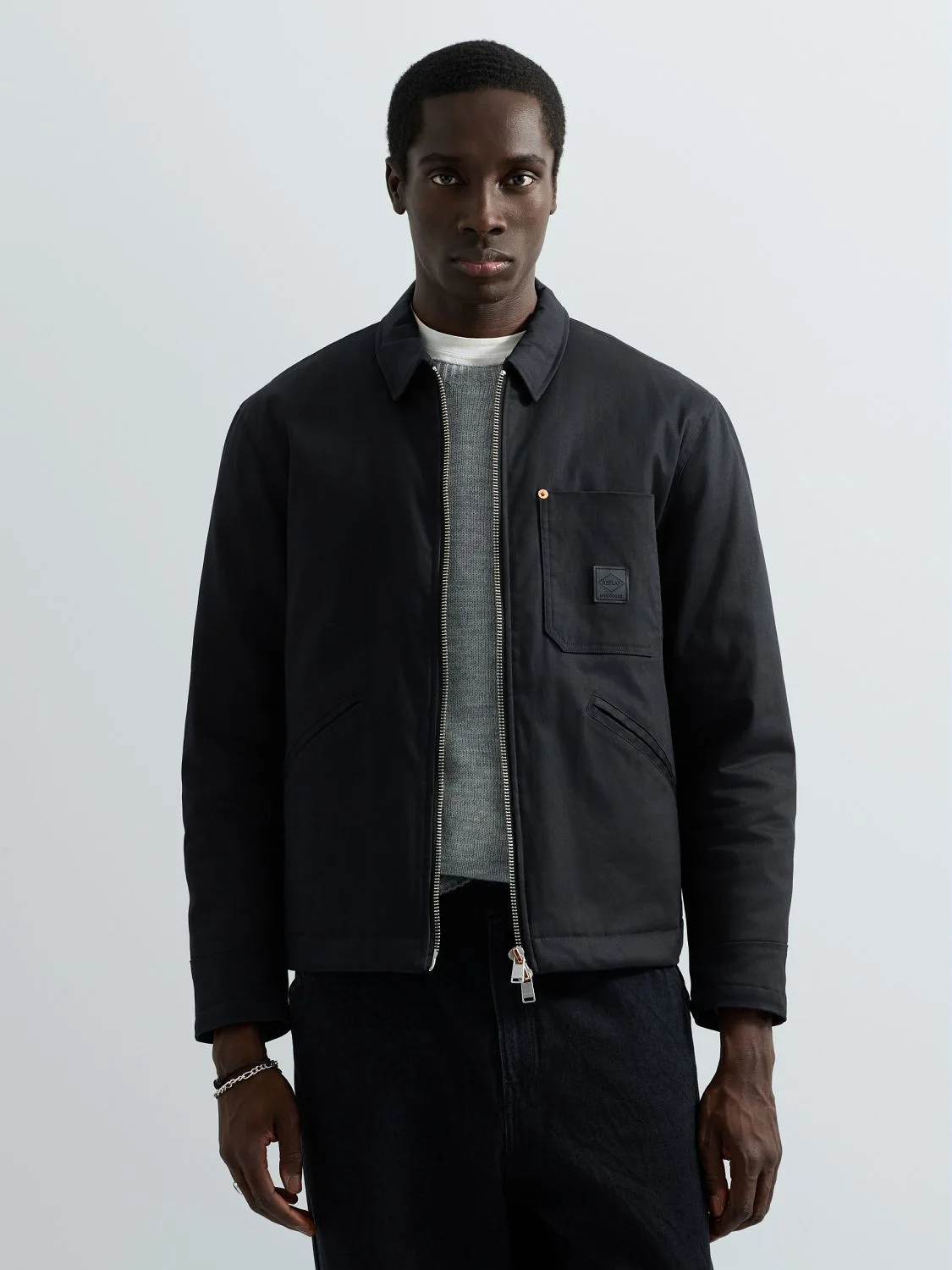 REPLAY WAXED COTTON TWILL JACKET M000Z .000.22225 BLACK 2