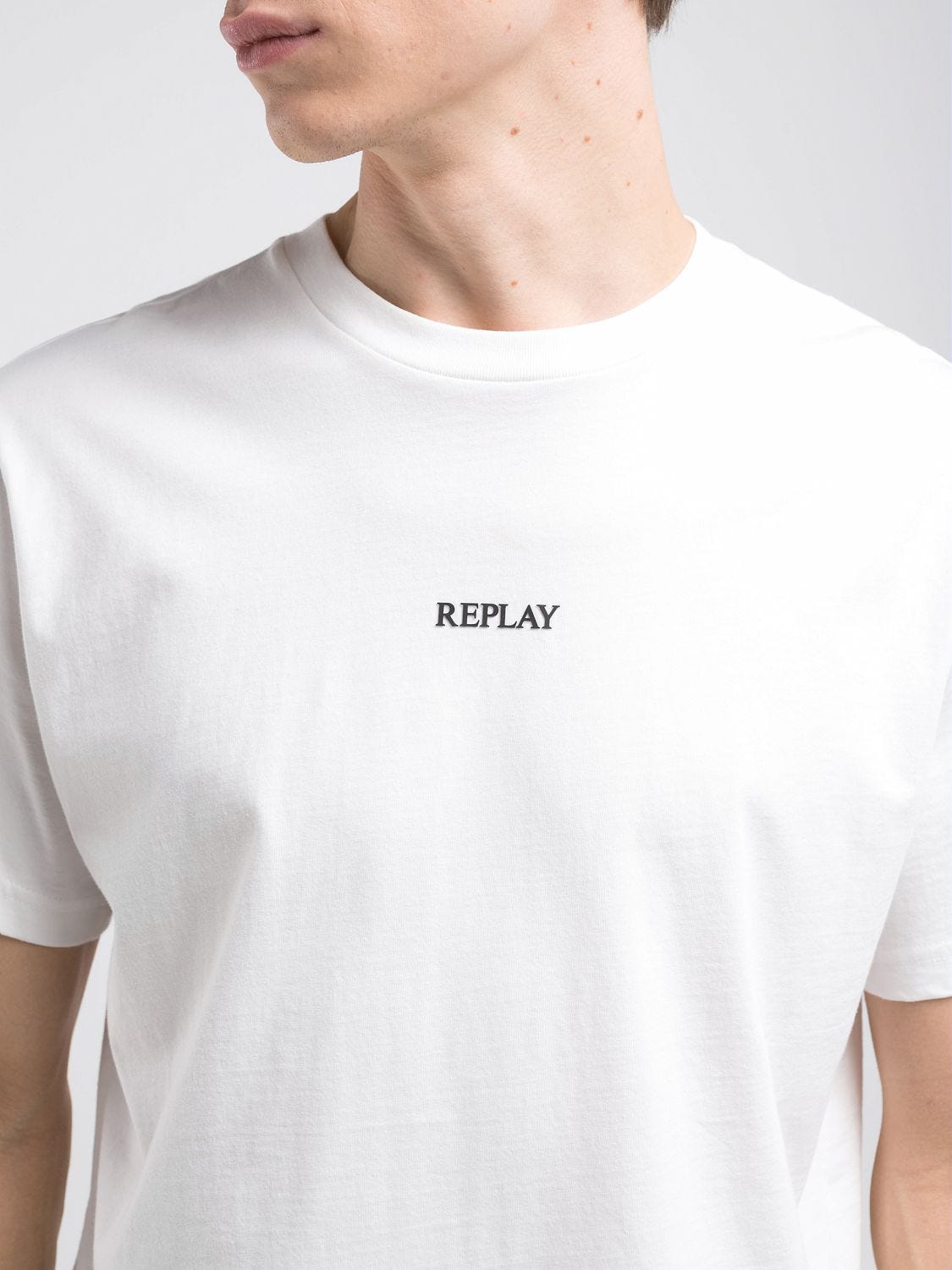 Cotton crew-neck t-shirt Natural white | Replay Jeans
