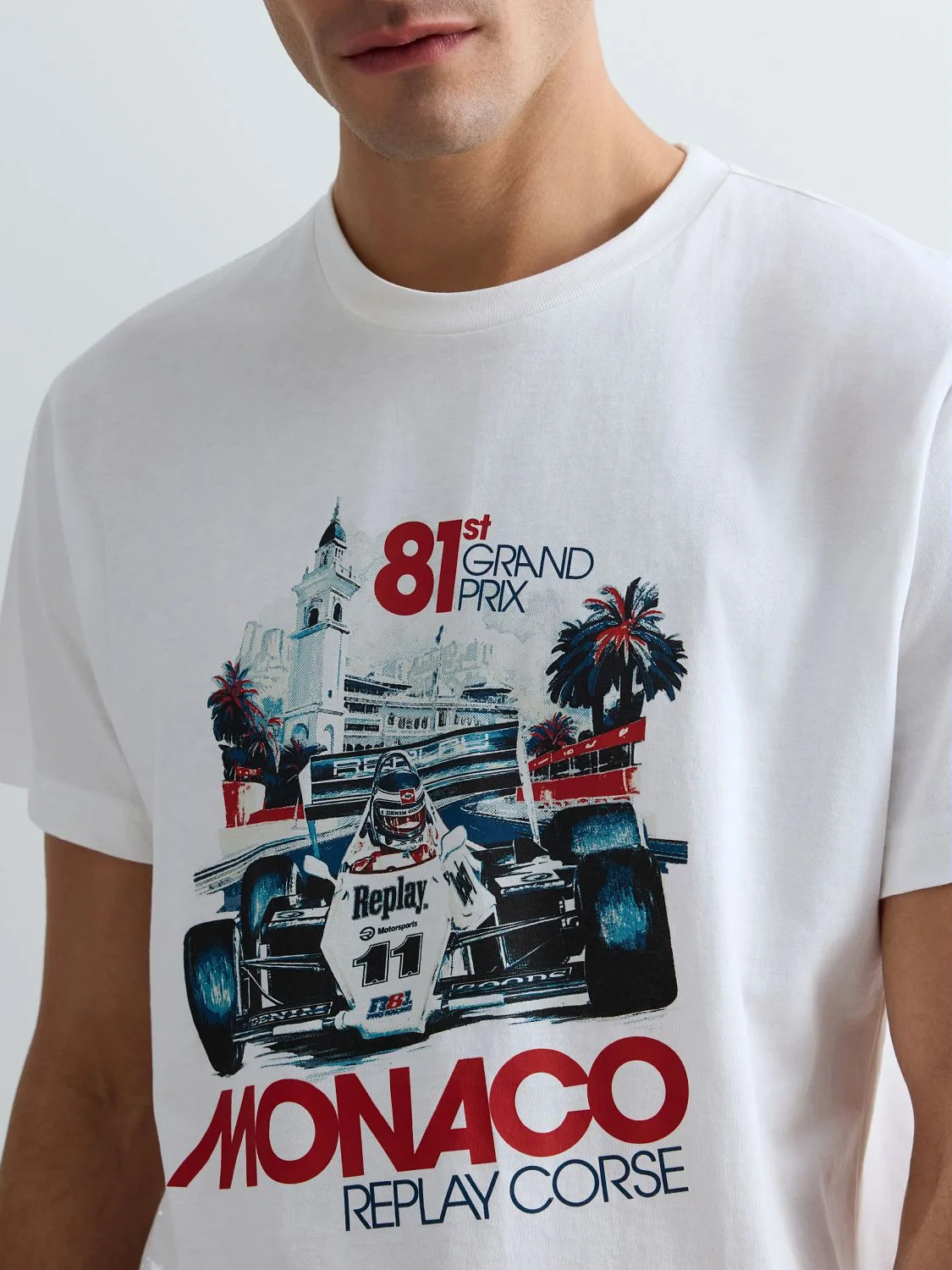 Jersey t-shirt with formula 1 graphic Natural white | Replay Jeans