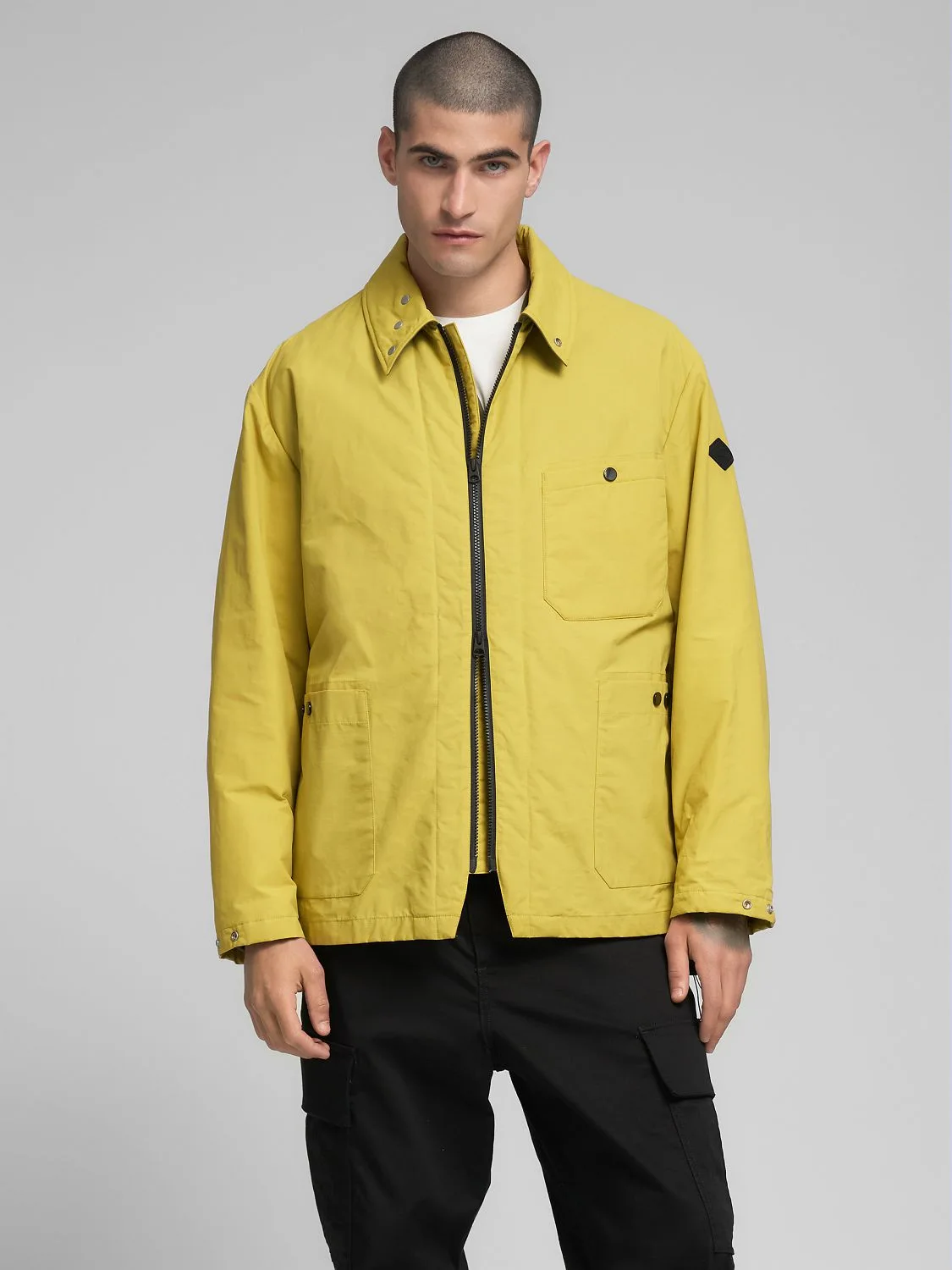 REPLAY RIDER-STYLE JACKET IN WAXED FABRIC M8466 .000.85308 CORN YELLOW 2