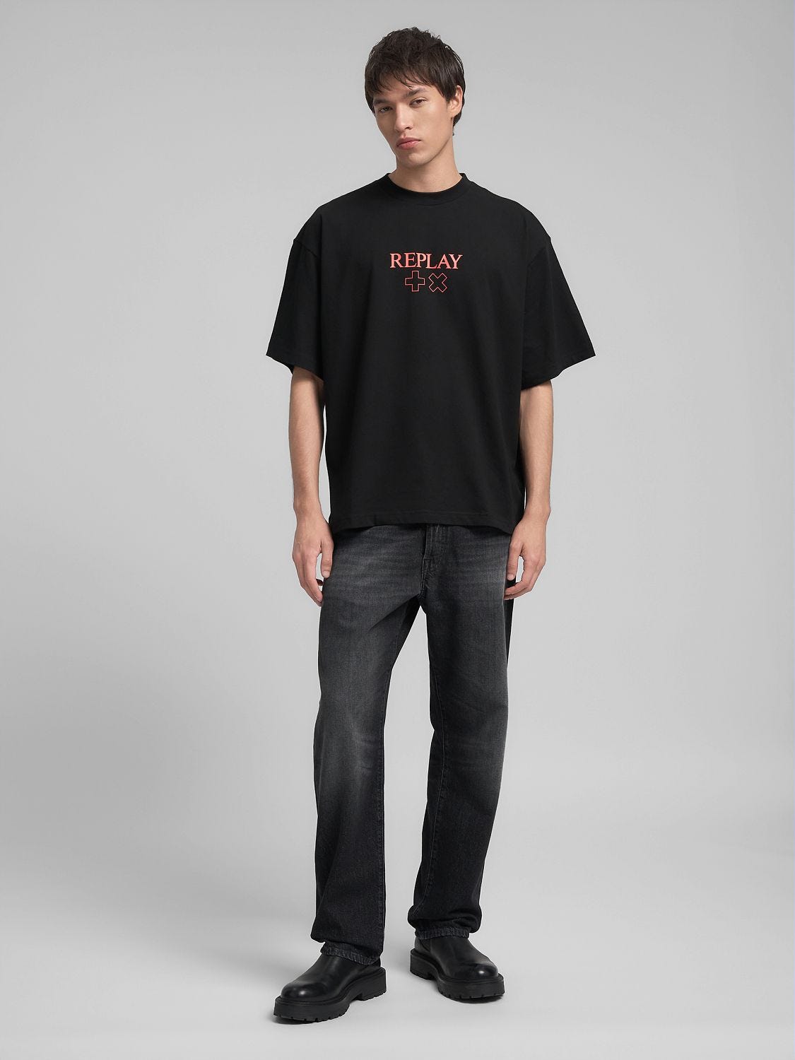 【REPLAY】★Back Jeans T-Shirt★ Crew-neck t-shirt with replay x martin garrix graphic Black