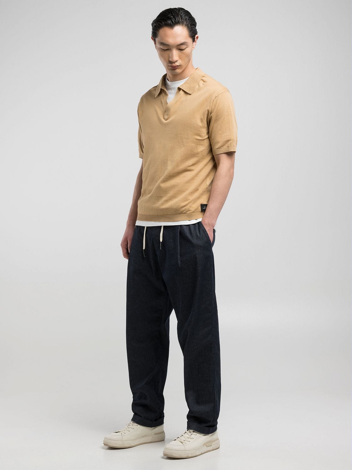 Replay sartoriale knit polo-shirt Light kaki | Replay Jeans