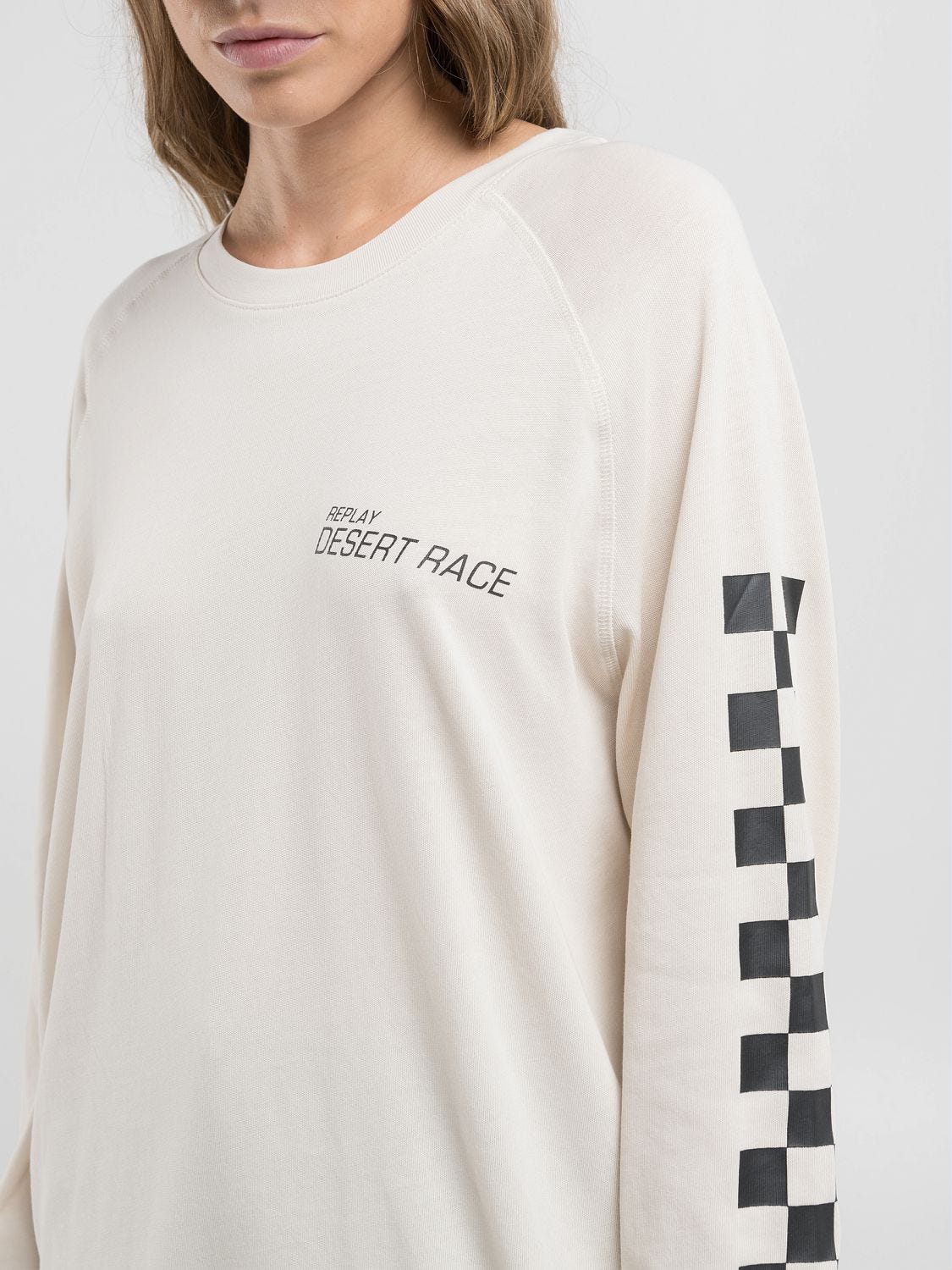 Cotton t-shirt with print Butter white | Replay Jeans